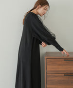 SLEEVE TULLE COLOR SCHEME LINE KNIT ONEPIECE