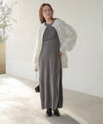 SLEEVE TULLE COLOR SCHEME LINE KNIT ONEPIECE