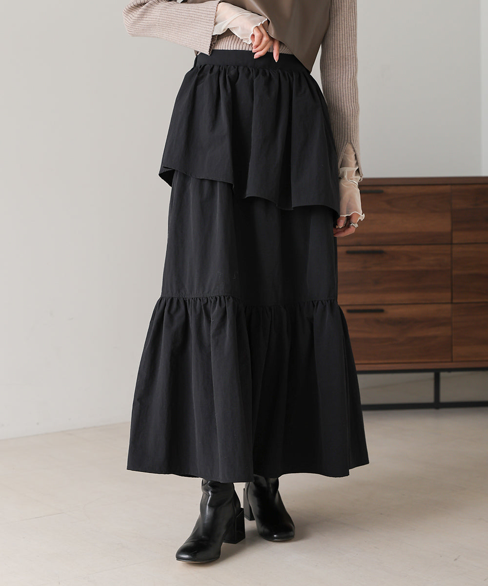 tiered frill volume skirt