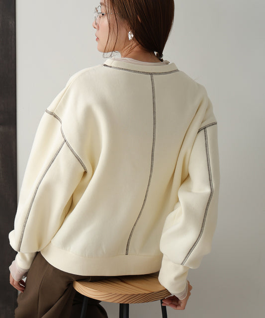 DOUBLE ZIP COLOR STITCHING BRUSHED LINING SWEAT
