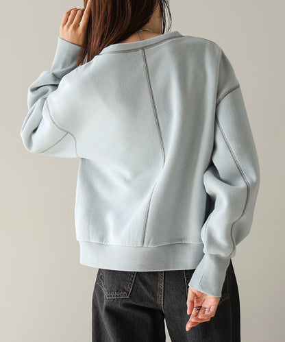 DOUBLE ZIP COLOR STITCHING BRUSHED LINING SWEAT