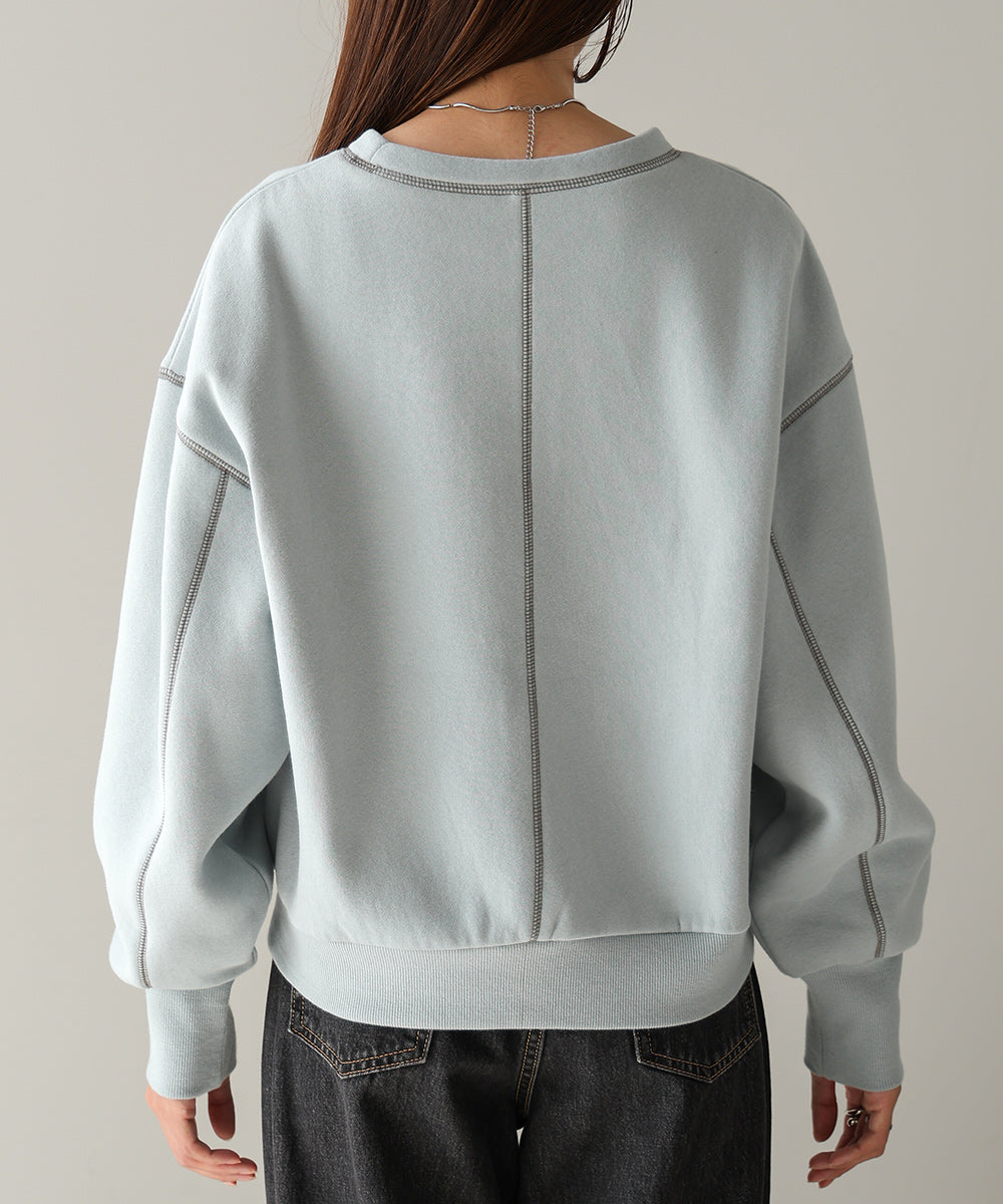 DOUBLE ZIP COLOR STITCHING BRUSHED LINING SWEAT