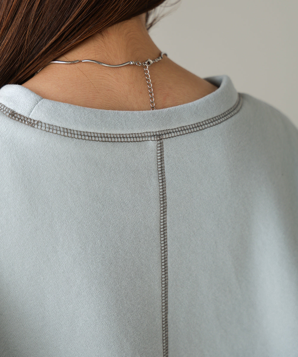 DOUBLE ZIP COLOR STITCHING BRUSHED LINING SWEAT