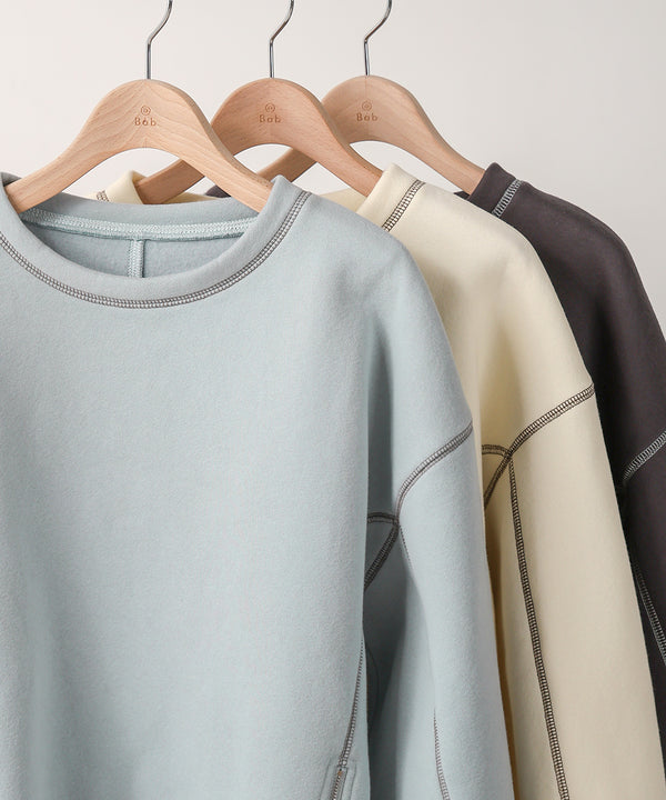 DOUBLE ZIP COLOR STITCHING BRUSHED LINING SWEAT