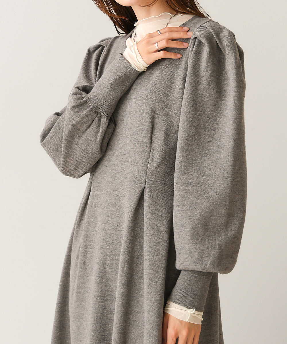 WAIST TUCK FLARE LINE KNIT ONEPIECE