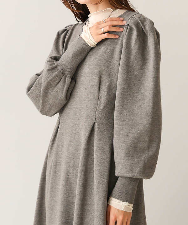 WAIST TUCK FLARE LINE KNIT ONEPIECE