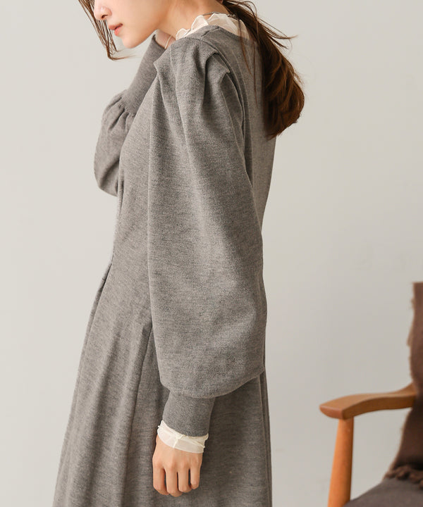 WAIST TUCK FLARE LINE KNIT ONEPIECE