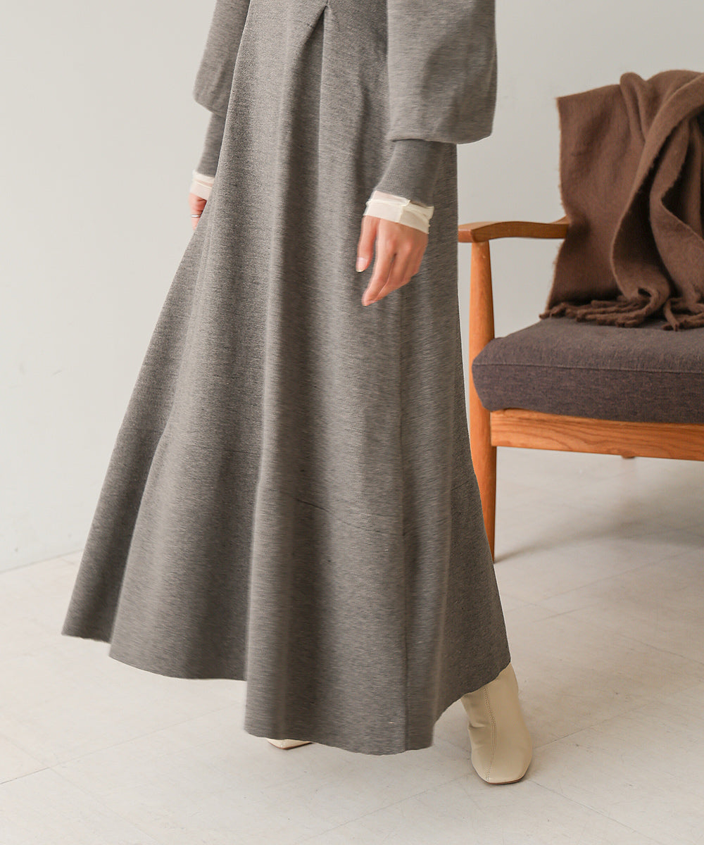 WAIST TUCK FLARE LINE KNIT ONEPIECE