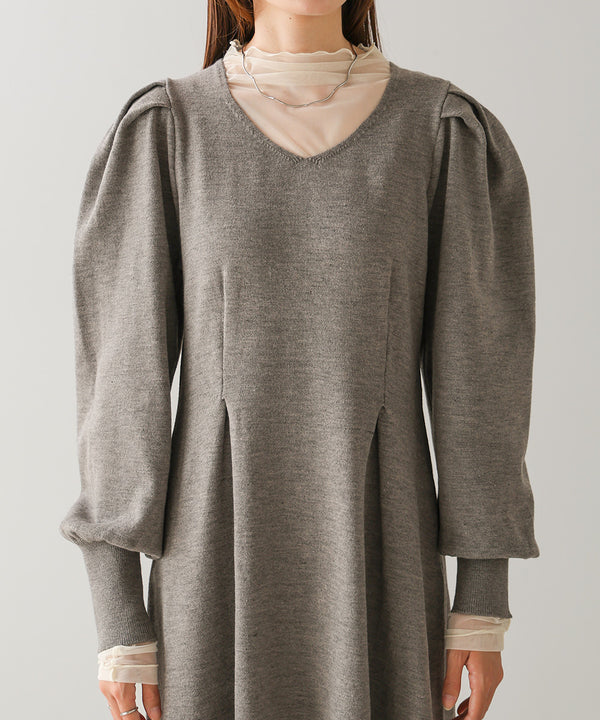 WAIST TUCK FLARE LINE KNIT ONEPIECE