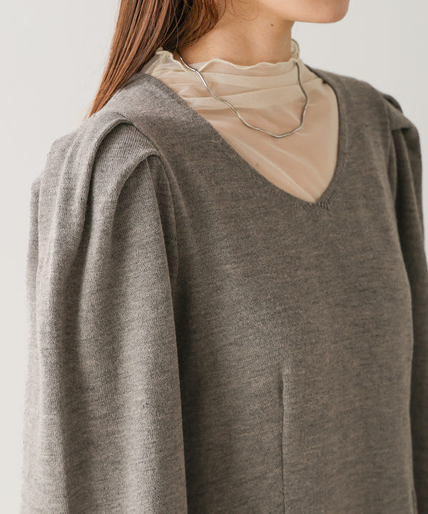 WAIST TUCK FLARE LINE KNIT ONEPIECE