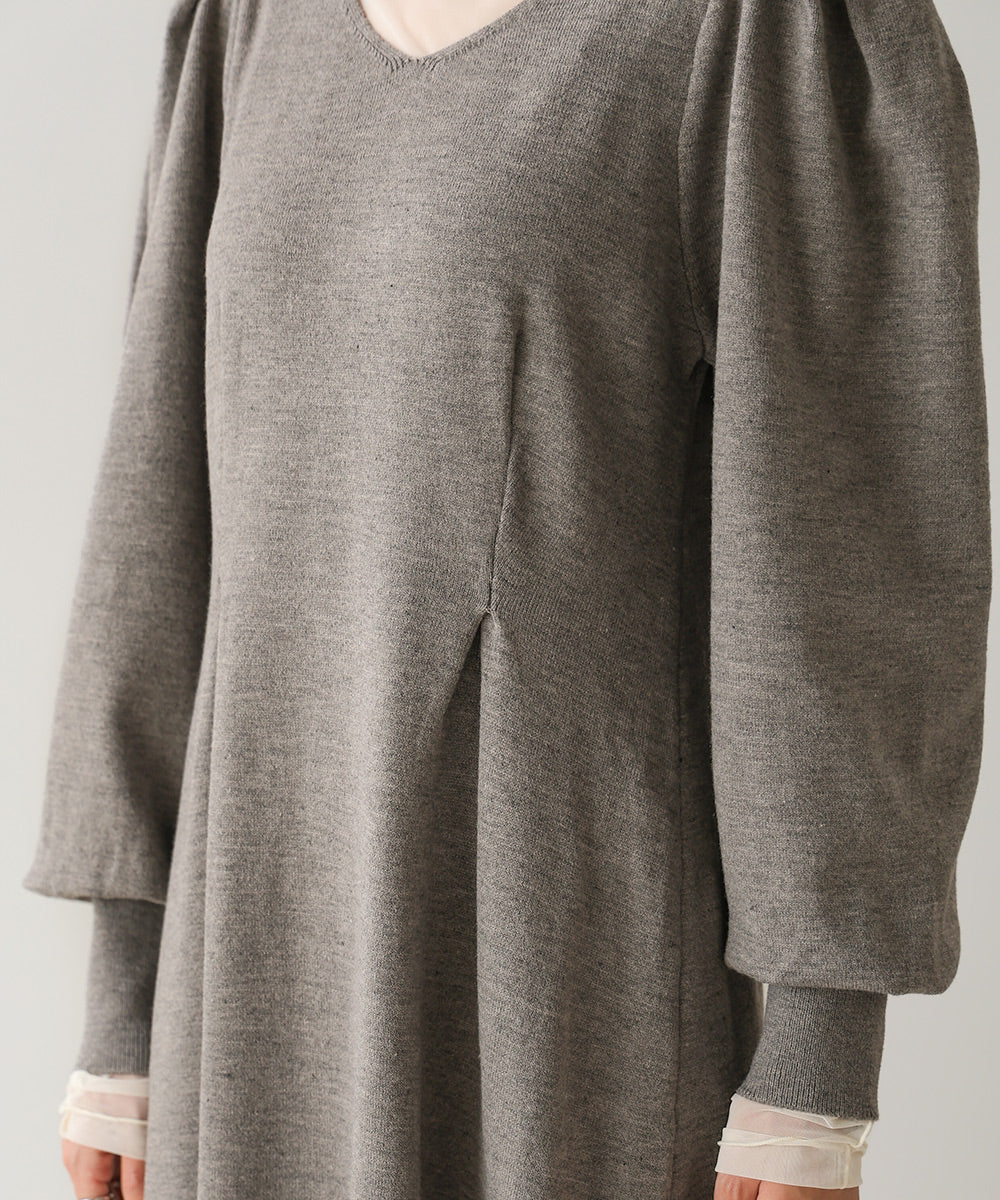 WAIST TUCK FLARE LINE KNIT ONEPIECE