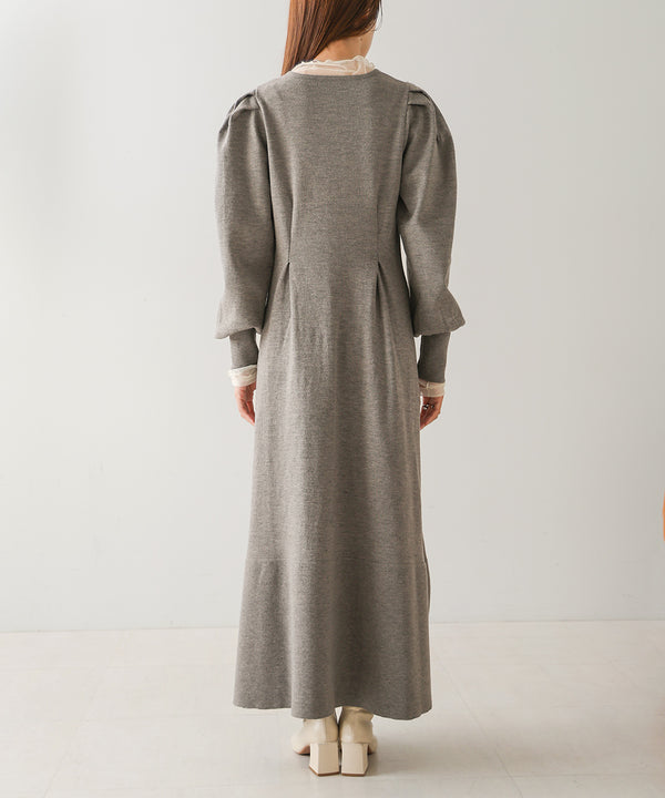WAIST TUCK FLARE LINE KNIT ONEPIECE