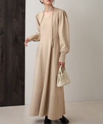 WAIST TUCK FLARE LINE KNIT ONEPIECE