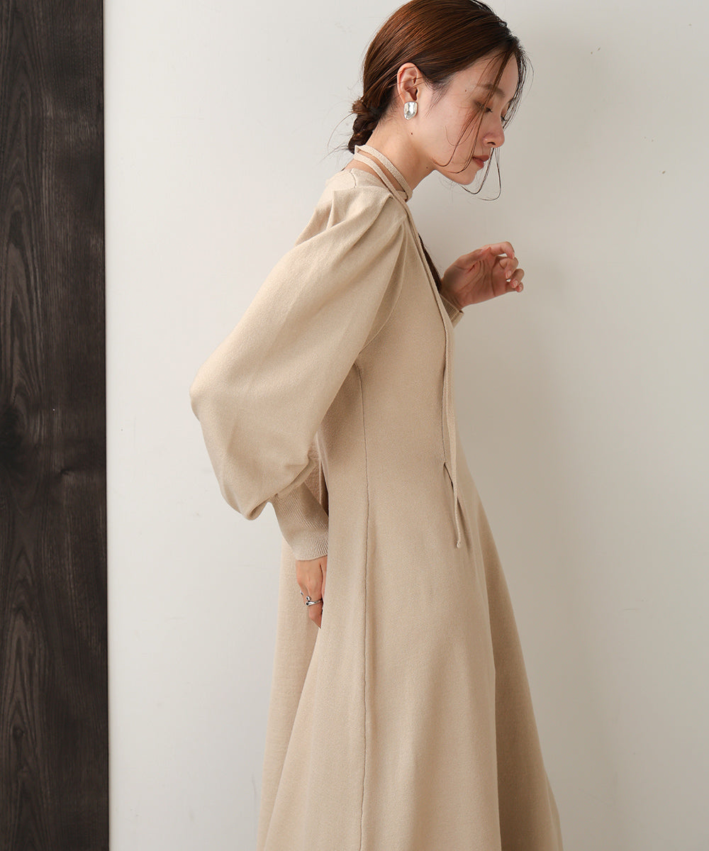 WAIST TUCK FLARE LINE KNIT ONEPIECE