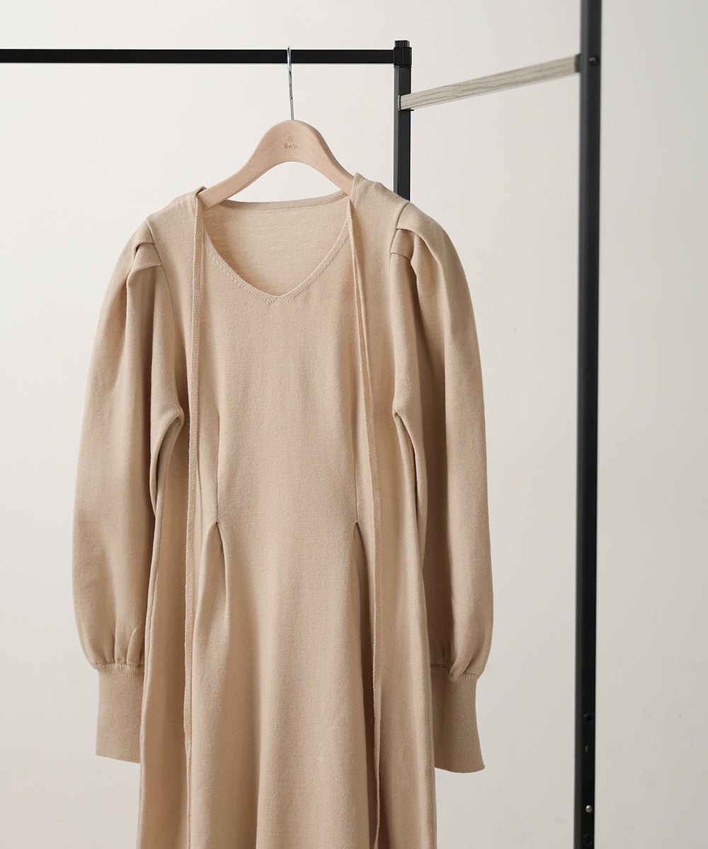 WAIST TUCK FLARE LINE KNIT ONEPIECE
