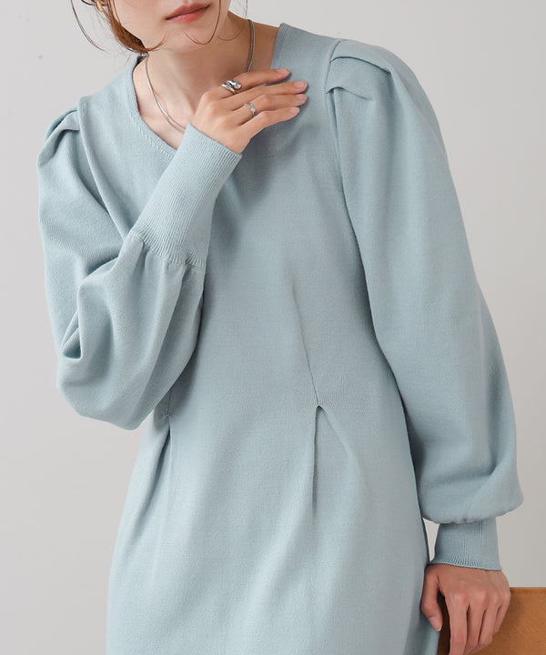 WAIST TUCK FLARE LINE KNIT ONEPIECE