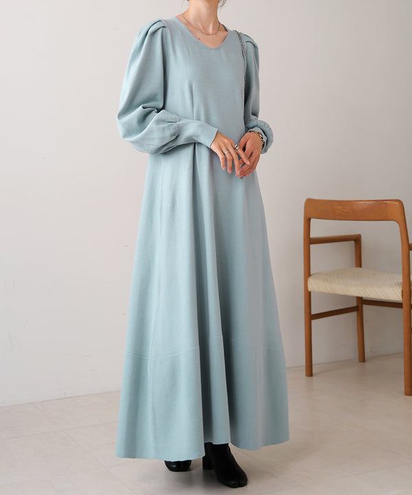 WAIST TUCK FLARE LINE KNIT ONEPIECE