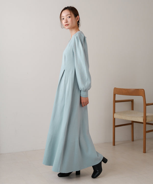WAIST TUCK FLARE LINE KNIT ONEPIECE