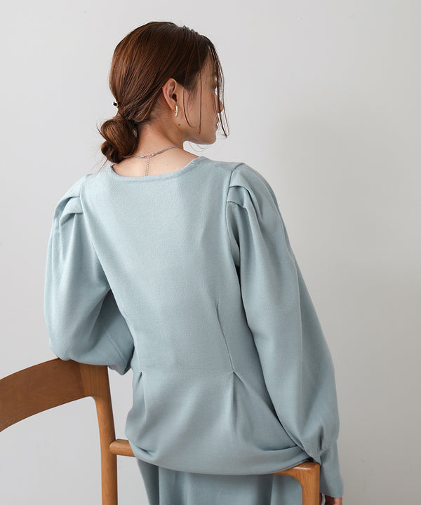 WAIST TUCK FLARE LINE KNIT ONEPIECE