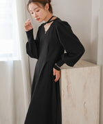 WAIST TUCK FLARE LINE KNIT ONEPIECE