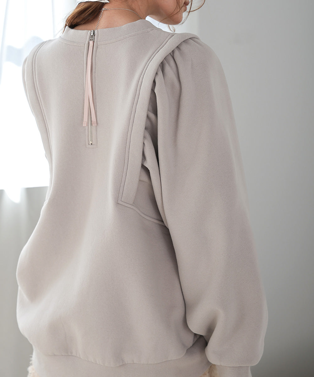 SLEEVE JERSEY WITH BRUSHED SWEAT