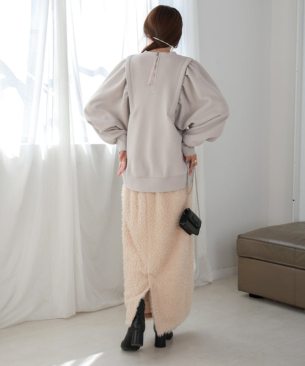 SLEEVE JERSEY WITH BRUSHED SWEAT