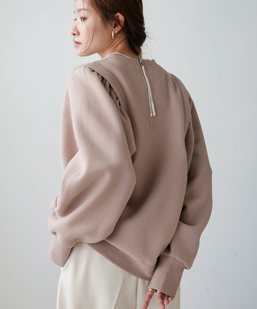 SLEEVE JERSEY WITH BRUSHED SWEAT