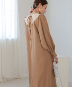 BACK RIBBON VOLUME SLEEVE ONEPIECE