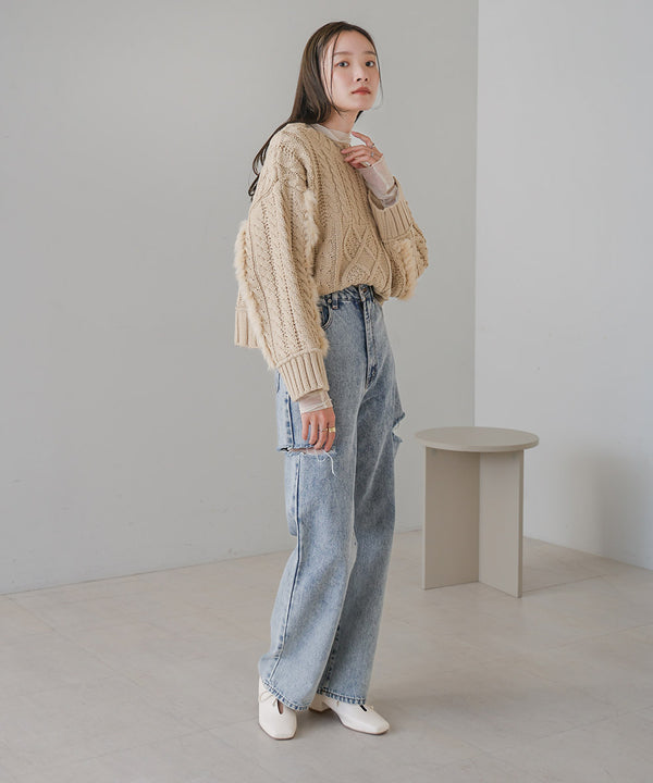 RABBIT FUR SHORT KNIT