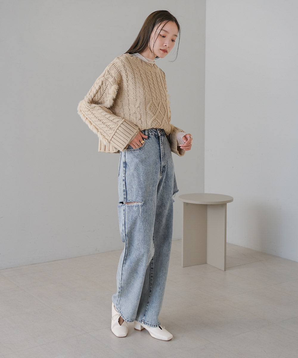 RABBIT FUR SHORT KNIT