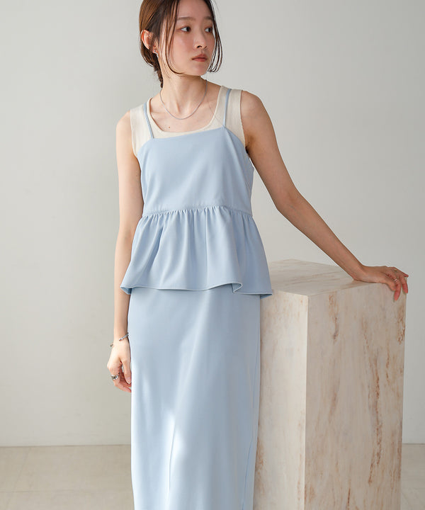 【低身長向けサイズあり】ペプラムＩラインキャミワンピース