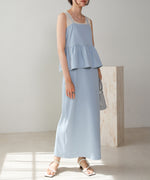 【低身長向けサイズあり】ペプラムＩラインキャミワンピース