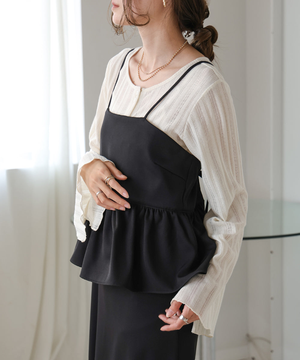 【低身長向けサイズあり】ペプラムＩラインキャミワンピース