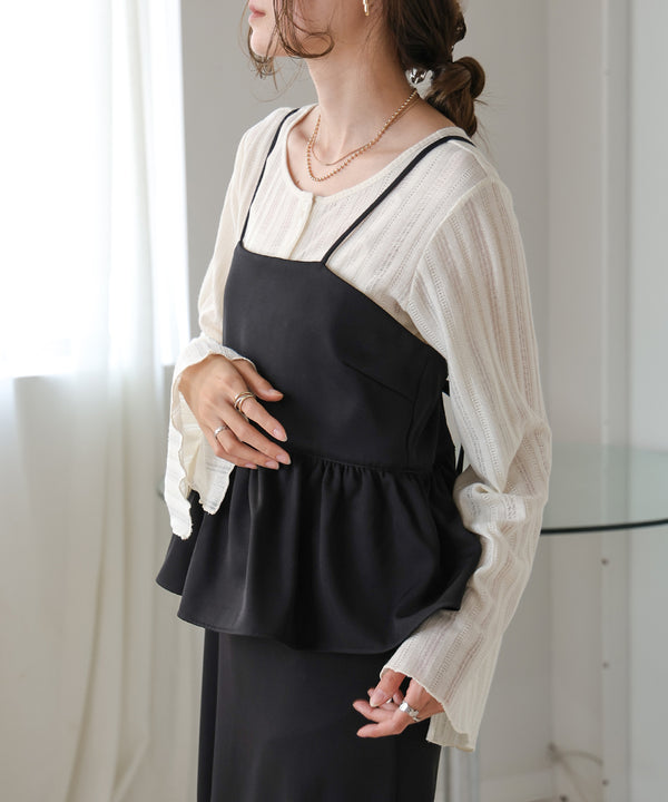 【低身長向けサイズあり】ペプラムＩラインキャミワンピース