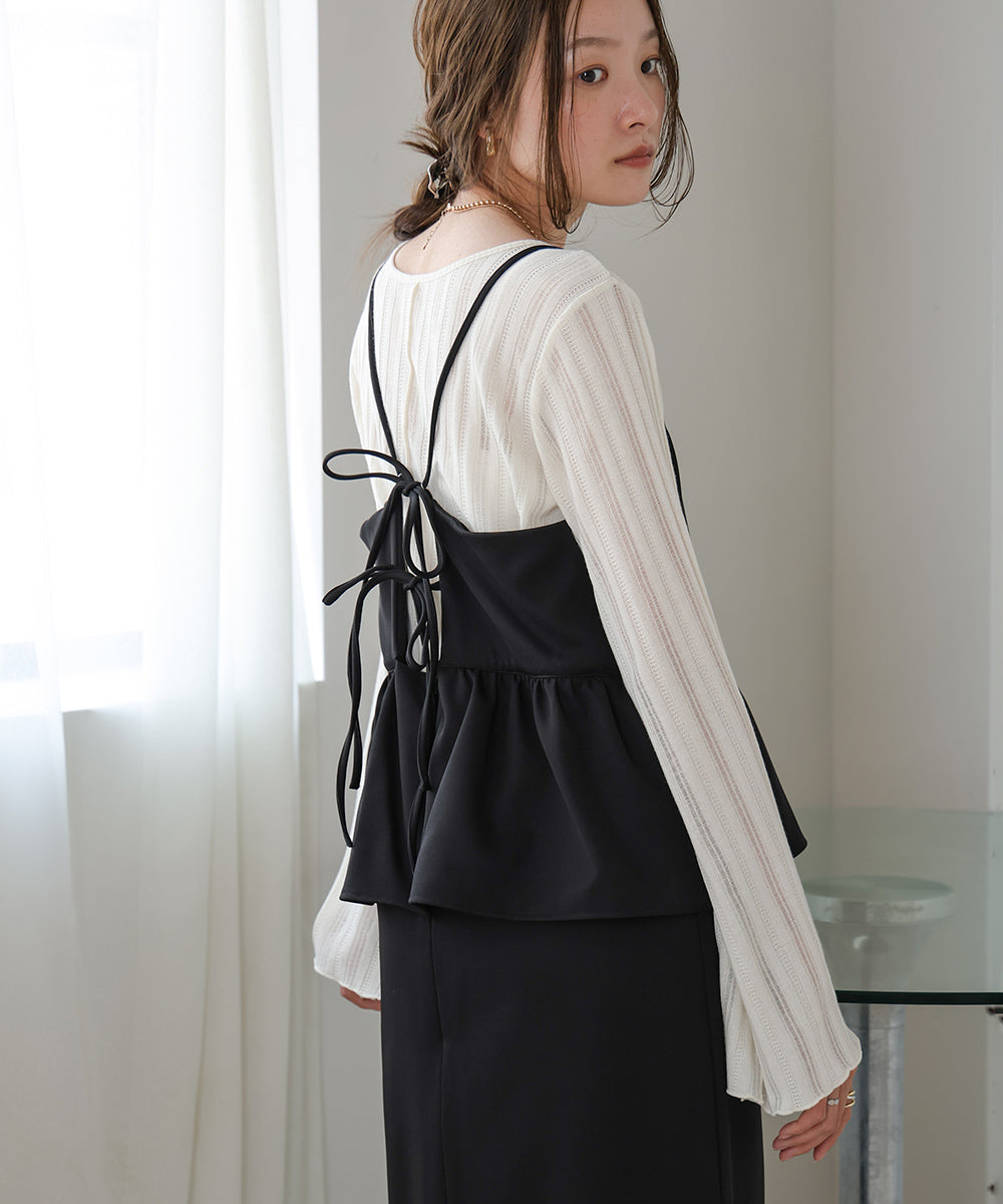 【低身長向けサイズあり】ペプラムＩラインキャミワンピース