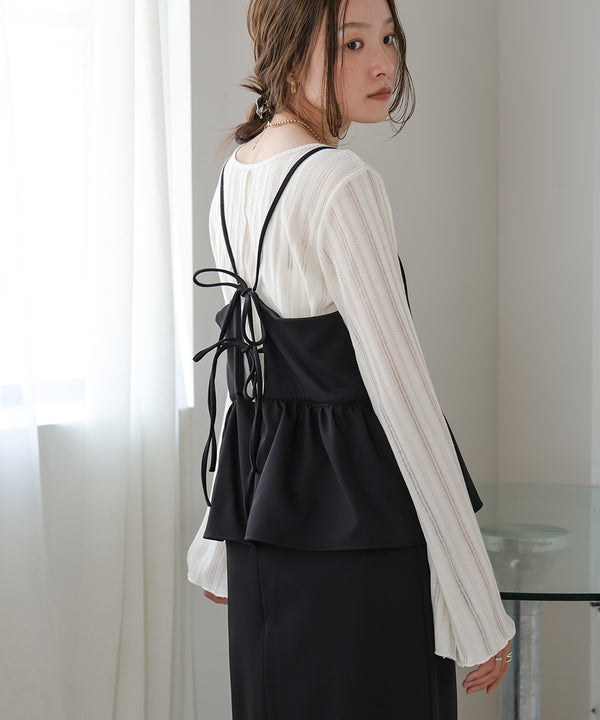 【低身長向けサイズあり】ペプラムＩラインキャミワンピース