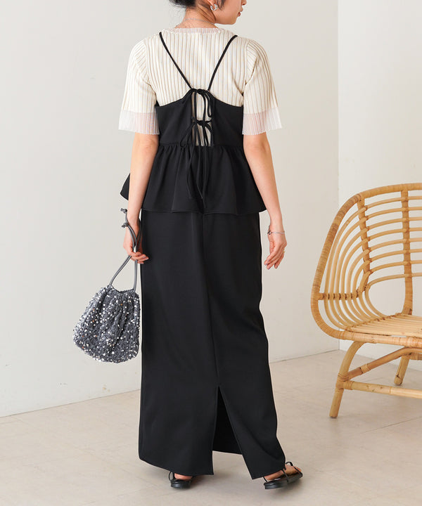 【低身長向けサイズあり】ペプラムＩラインキャミワンピース