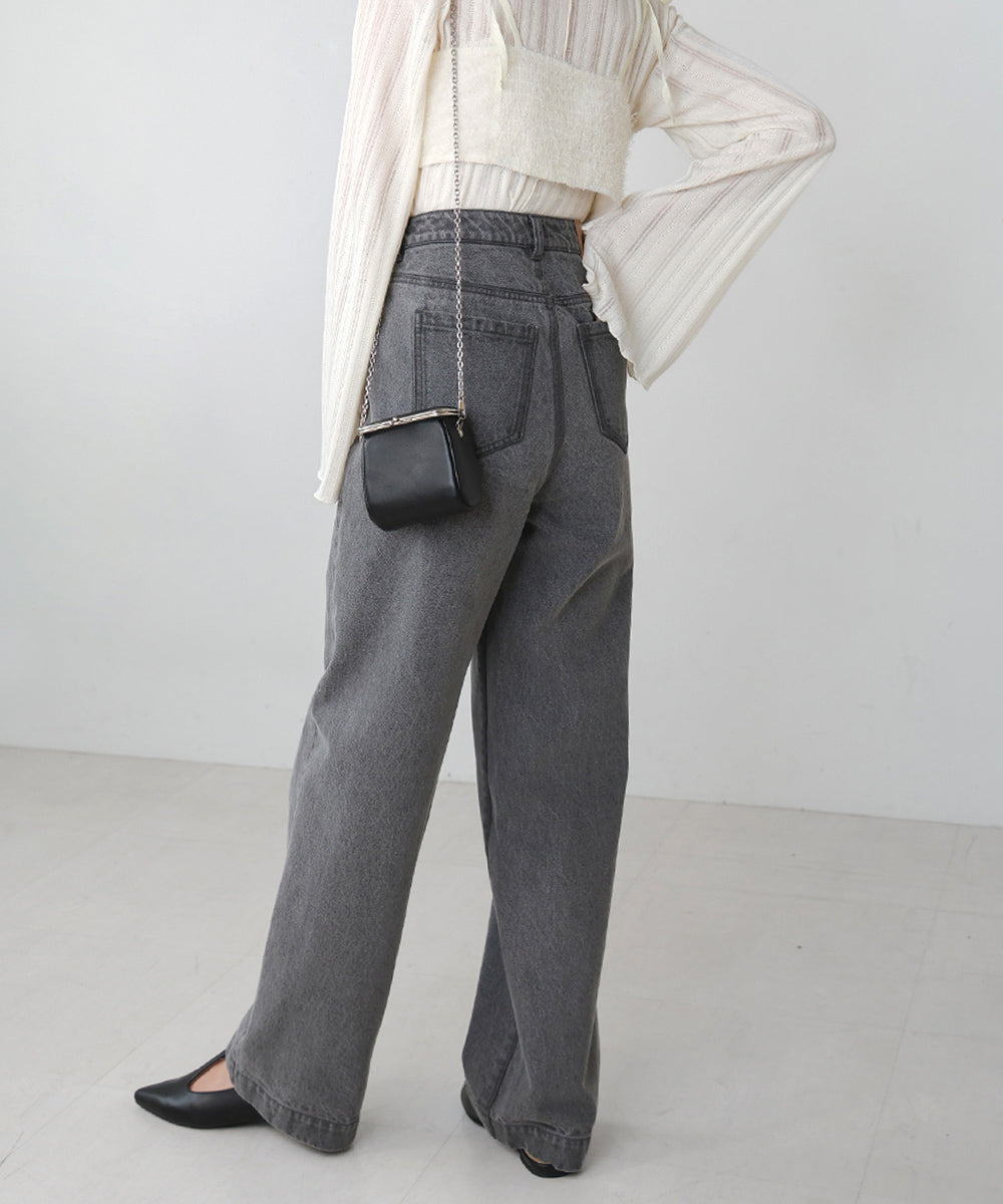 FRONT DOUBLE POCKET DENIM PANTS