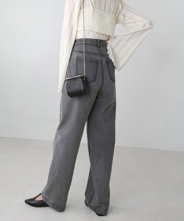 FRONT DOUBLE POCKET DENIM PANTS