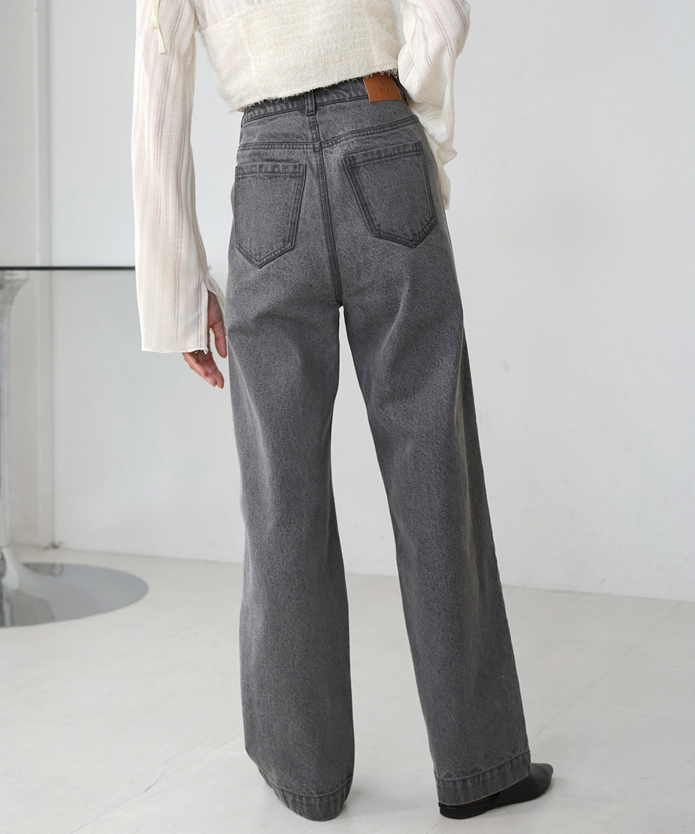 FRONT DOUBLE POCKET DENIM PANTS