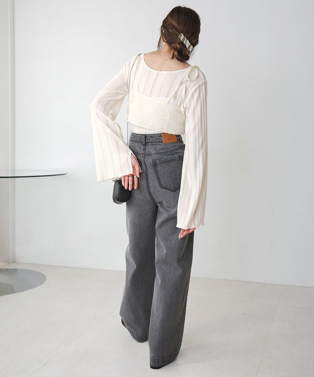 FRONT DOUBLE POCKET DENIM PANTS