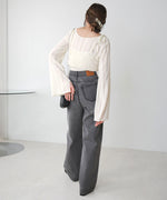 FRONT DOUBLE POCKET DENIM PANTS