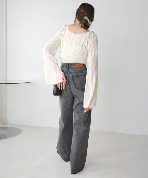 FRONT DOUBLE POCKET DENIM PANTS