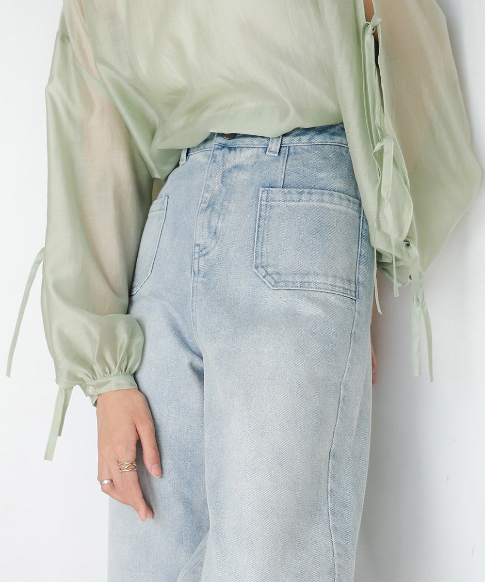 FRONT DOUBLE POCKET DENIM PANTS