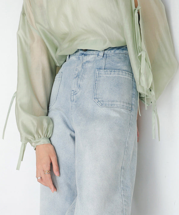 FRONT DOUBLE POCKET DENIM PANTS