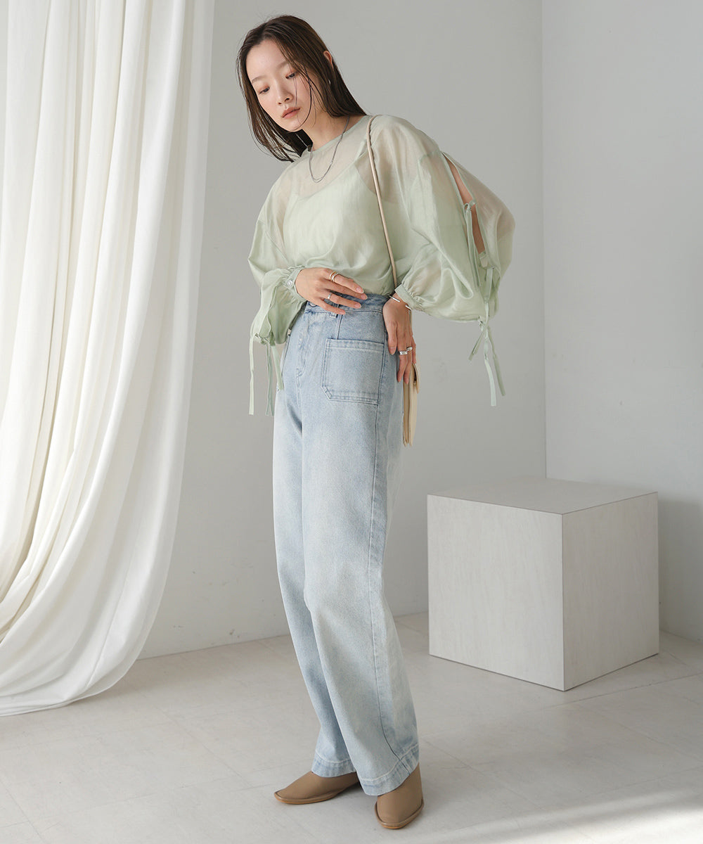 FRONT DOUBLE POCKET DENIM PANTS