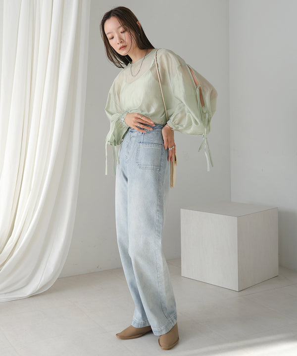 FRONT DOUBLE POCKET DENIM PANTS