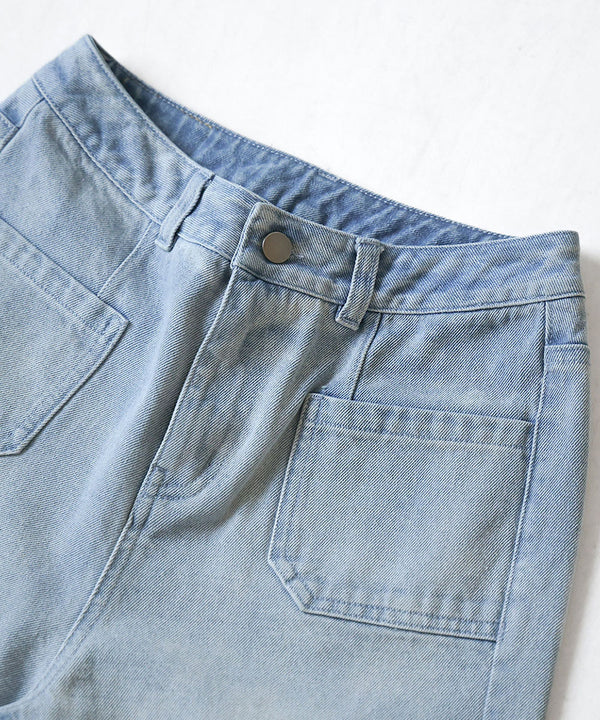 FRONT DOUBLE POCKET DENIM PANTS