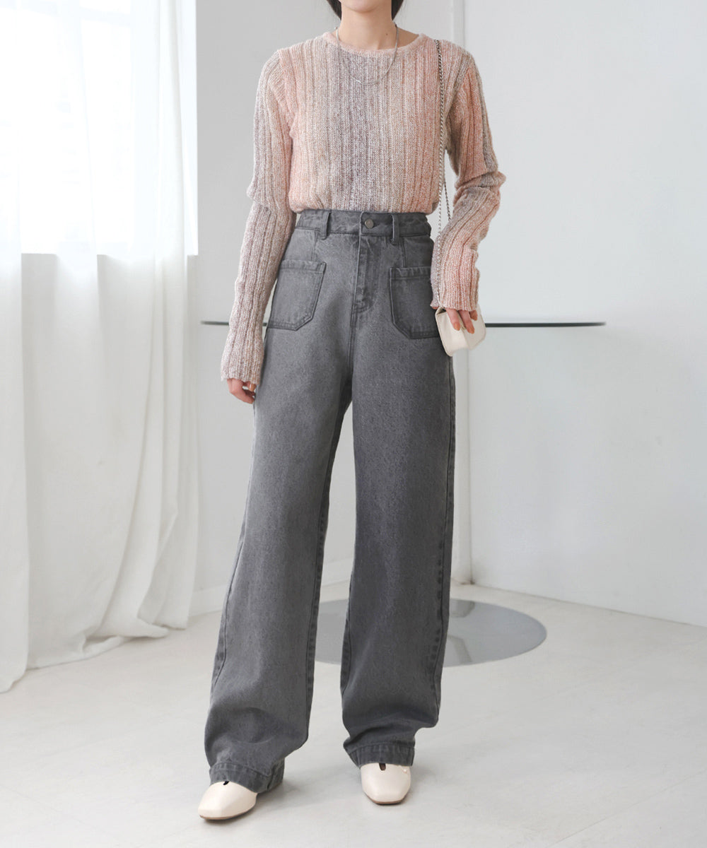 FRONT DOUBLE POCKET DENIM PANTS