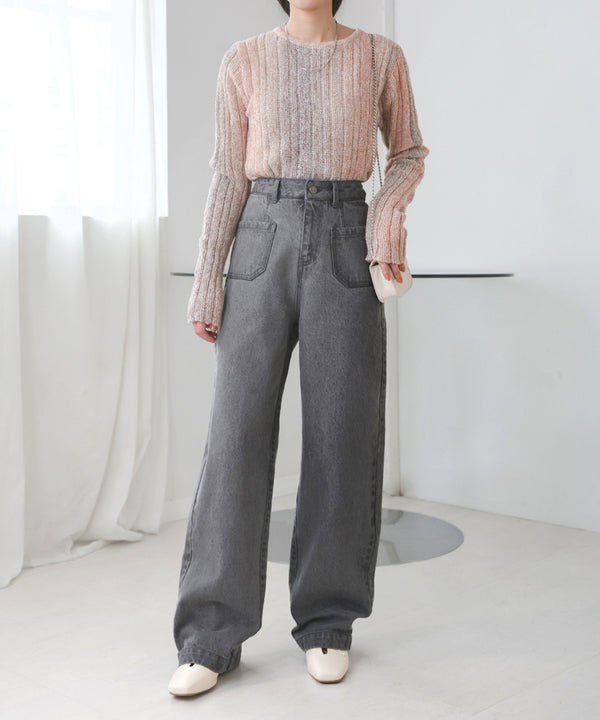 FRONT DOUBLE POCKET DENIM PANTS